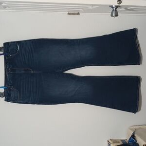 American Eagle Outfitters Dark Wash Flare Jeans - Navy Blue